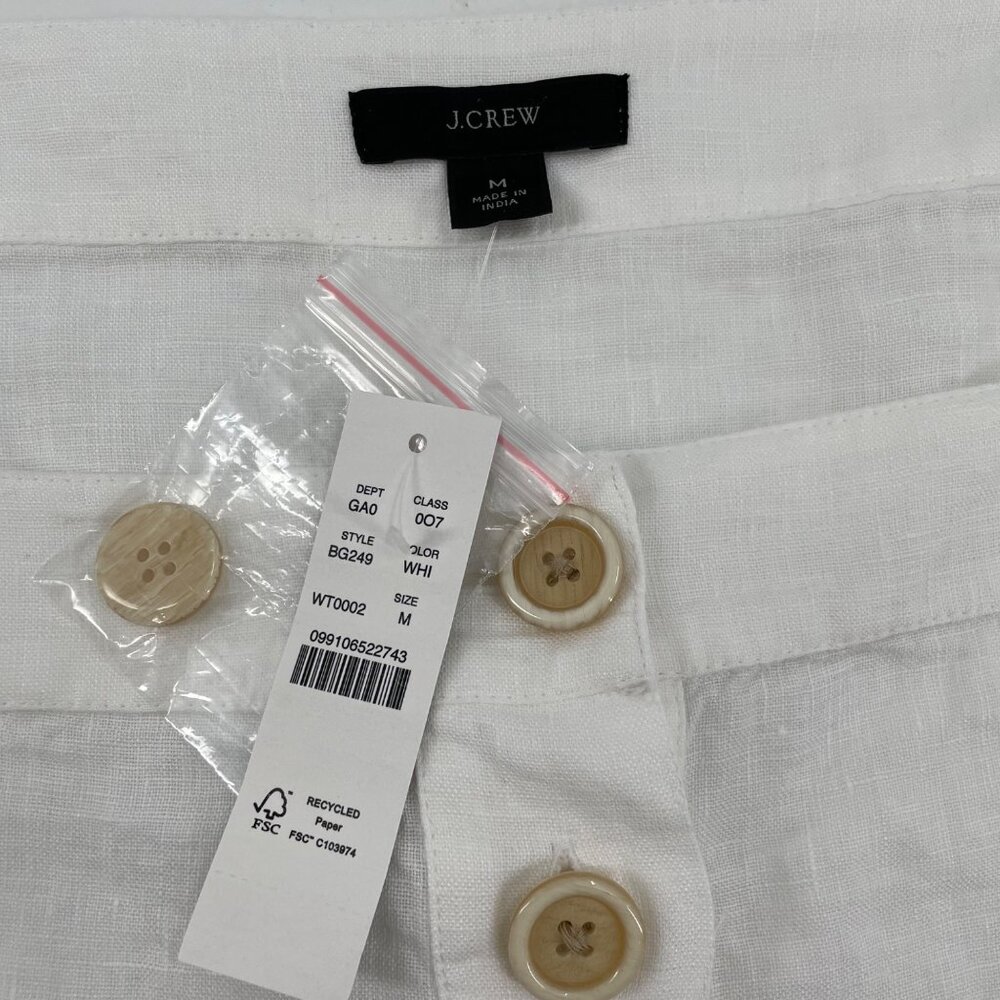 NWT J. Crew White Square Neck Button-Up Linen Peasant Top Womens Medium Cottage - Picture 5 of 9